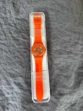 Swatch Orange Transparent Mechanical Strap Watch